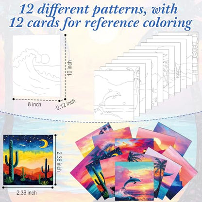 Sherr 12 Pcs Pre Drawn Canvas for Adults,Beautiful Scenery,8 x 10 Inch - size: 8 x 10 Inch, style: Beautiful Scenery