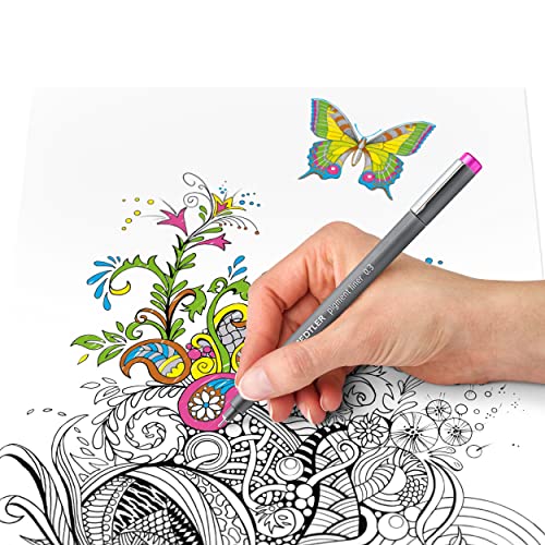Staedtler Pigment Liner, Fineliner Pen For Drawing, Drafting, Journaling, Set of 6 Assorted Colors, 30805S2SB6 - color: multicoloured, size: 1 Count (Pack of 1), style: 0.5 mm