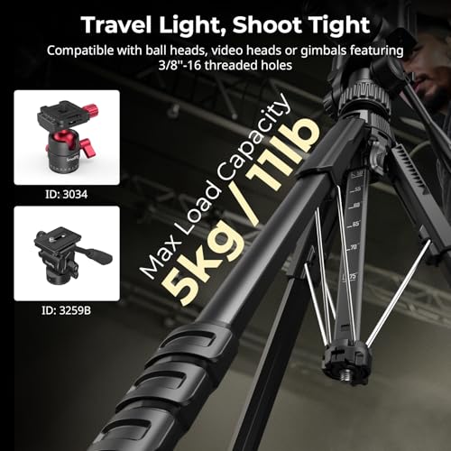 SmallRig 71" Camera Tripod Stand AP-21, Travel Tripod for iPhone and Camera for Canon for Nikon with Phone Holder & Carry Bag, Portable Beginner Tripod with Quick-Flip Lock Legs, Max Load 11lb - style: AP-21