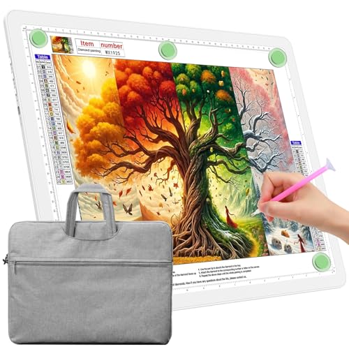 TOHETO A3 Light Board with Bag for Diamond Painting, Super Bright Magnetic Light Pad with Side Buttons, Lightbox for Tracing and Drawing, Corded Light Table for Sketching, Weeding Vinyl (White) - color: White, size: A3 with Bag