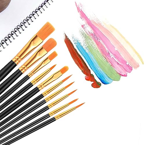 AROIC Paint Brush Set, 10 Pack 100 Pcs Acrylic Paint Brushes | Artist Paint brushes for Oil Watercolor Acrylic Face Rock Painting（Black） - size: 100pcs-black
