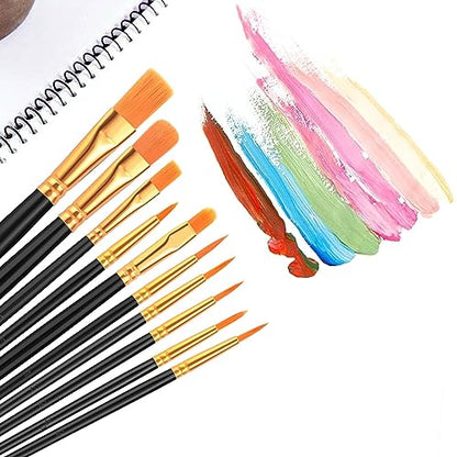 Acrylic Paint Brush Set, 20 Packs/200 pcs Nylon Hair Brushes | Oil and Watercolor, Perfect Suit of Art Painting, Best Present for Painting, Black - size: 200pcs-black