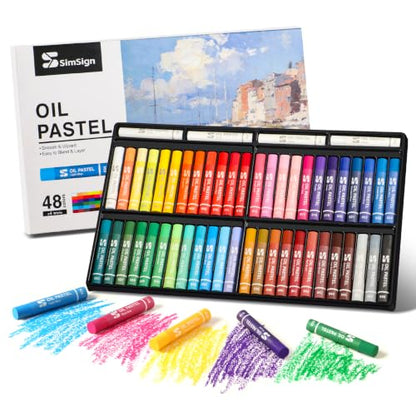 Oil Pastels 48 Colors + 4 White – Soft, Blendable, Smooth Drawing Crayons for Artists, Students, and Beginners – Ideal for Sketching, Layering, and Mixed Media Art – Great Gift Set