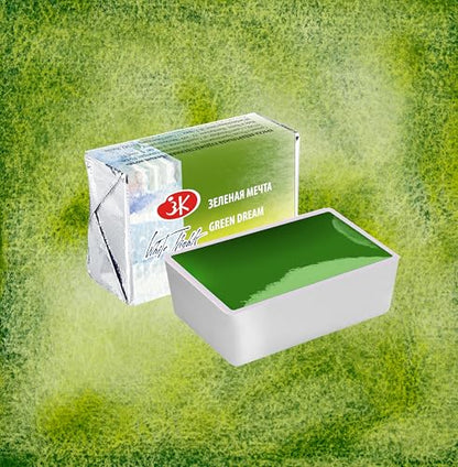 White Nights Limited Edition Granulation Metamorphoses Watercolor Collection of Professional Artist Grade Paints Vibrant Lightfast Colors by Nevskaya Palitra (Green Dream) - color: Green Dream