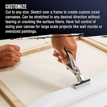 U.S. Art Supply 12-Ounce Triple Primed Gesso 12" Wide x 18' Long (6 Yards), 100% Cotton, Acid-Free - Unstretched Canvas Rolls for Painting, Oil & Acrylic, Murals - Cut to Frame Size - size: 12-Inch-x-6-Yards