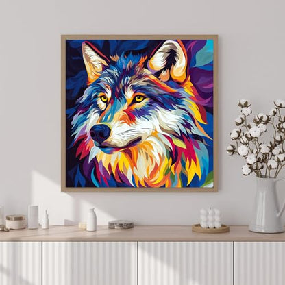 Artunion Framed Paint by Numbers Kit for Adults Beginners & Kids Ages 8-12,Wolf Head Paint by Number with Frame,Acrylic Paint by Numbers Kit on Canvas 10 * 10 Inch Without Easel - color: ZXT-186-F