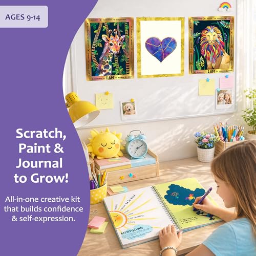 Chalk and Chuckles BeYouTiful Me Art and Craft Kit Ages 8-14, Scratch Art, Creative DIY Gifts for Girls, Boys Age 9, 10, 11, 12 Years, Multiple Activities in a Box