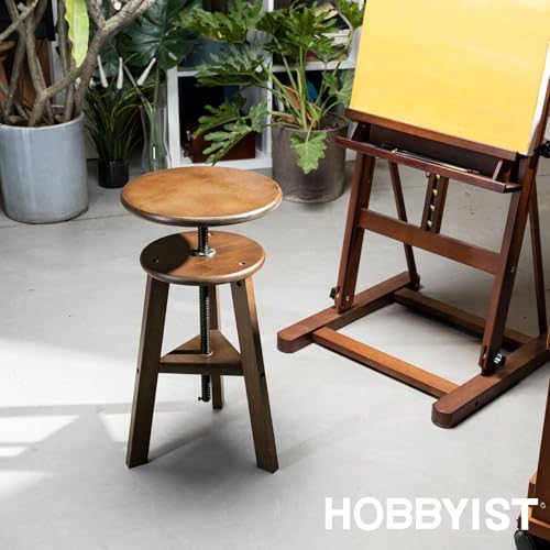 MEEDEN Walnut Drafting Stool with Solid Beech Wood, Height Adjustable Artist Studio Stool, Bar Stool, Office & Kitchen Stool, Perfect for Studio, Home Use, Bars | Up to 220 Lbs, German Beech Wood Drafting Chair, Perfect for Artists Studio, Home Use, Kitch