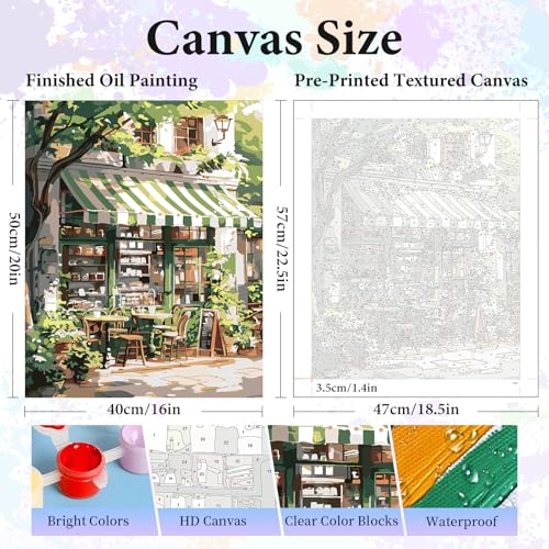 Paint by Numbers Kit for Adults, Cozy Café Number Painting Canvas Kit - color: Cafe-1