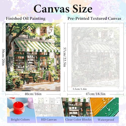 Paint by Numbers Kit for Adults, Cozy Café Number Painting Canvas Kit - color: Cafe-1