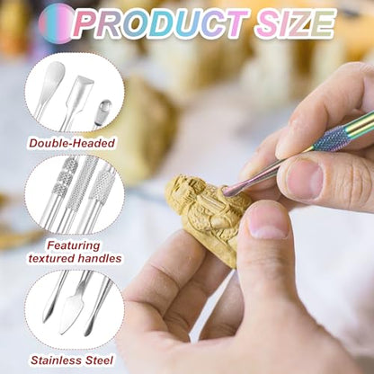 MECCANIXITY 3 Pcs Wax Carving Tools Stainless Steel Wax Carving Sculpting Tools for Modeling Shaping, Silver Tone - color: Silver Tone