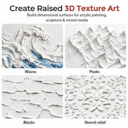 Smallbudi Large Bulk Modeling Paste 3840ml/197.5 oz, High Density Acrylic Medium for Texture Art, Structural Molding Texture Paste for Acrylic Painting, Canvas, Sculpture, Art Projects, DIY, 3D Effect - size: 3840 ml