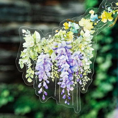120 Pcs Floral Vine Stickers for Scrapbooking and Journaling | PET material with cascading flowers and vines for junk journals, collage, planners, card making and DIY crafts - color: Climbing Blooms