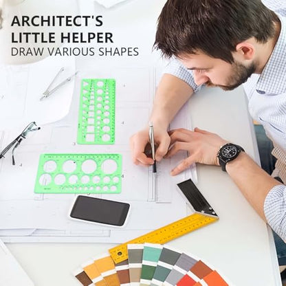 SenseYo 3 Pack Plastic Circle Template Stencil Round Measuring Geometric Circle Oval Stencil Ruler Drafting Drawing Tools Set Architecture Supplies for Office Building Formwork Studying Designing - size: 3 pcs