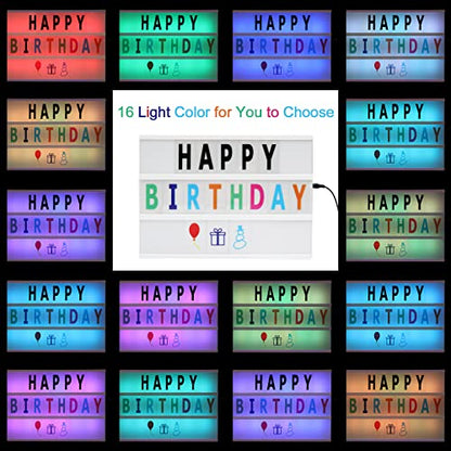 Cinema Light Box, A4 Size 16 Color Changing with 400 Letters Symbols(Black) - color: Black