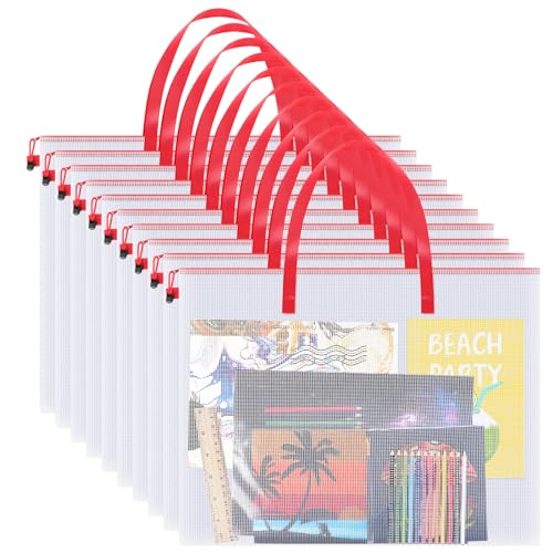 Reginary 10 Pcs Art Portfolio Bags 19x25, Waterproof PVC Zipper,Red | Poster Storage Portfolios for Teachers Artists Students, Classroom Bulletin Board Supplies, Art Organizer, Protects Drawings - color: Red