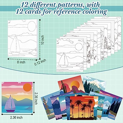 Sherr 12 Pcs Pre Drawn Canvas for Adults,Landscape,8 x 10 Inch | Pre Printed Canvas, Sip and Paint Party Canvas Painting Kit, for Holiday Painting Crafts Favor - size: 8 x 10 Inch, style: Landscape
