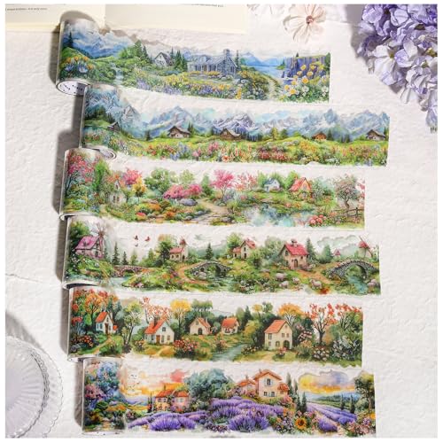 PET Tape Stickers for Journaling Supplies, Garden Stickers for Scrapbook - color: Town