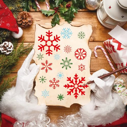 16 Pieces Christmas Snowflake Stencil Reusable Large Winter Stencils Plastic Holiday Crafts Stencils for Window Glass Wall Doormat Wood Decoration (16 Snowflakes) - style: 16 Snowflakes