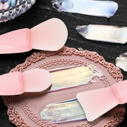 WANDIC Pink Sealing Wax Stamp Scrapers Spoon Shaped Ball Shaped Scrapers Mixing Scrapers Spoon Silicone Cleaning Tools for Sealing Wax Stamp - color: Pink