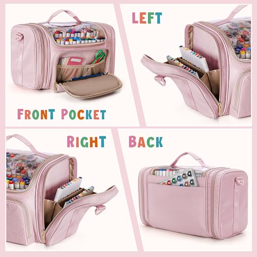 Rexmica Marker Organizer Case Storage Bag for 180-300 Markers, Pink - color: Pink