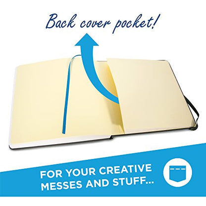 illo Sketchbook 8’’ x 8’’ Square Hardcover Sketch Book, (112lb/180gsm) Heavyweight Paper, Ribbon Marker, Back Pocket, Lays Flat, Minimal Bleed, Vegan, for Artists & Beginners