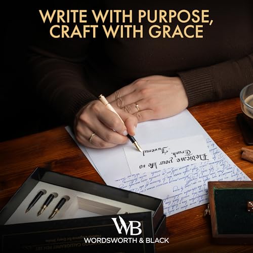 Wordsworth & Black Luxury Bamboo Maple Calligraphy Pen Set, 6 Nibs | Fountain Ink Bottle, Cartridges , Refill Converter, Gift for Men , Women, Smooth Writing, Journaling , Lettering - color: Maple Wood