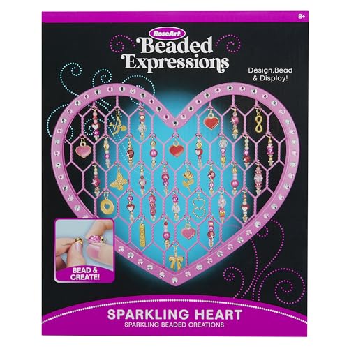 RoseArt Beaded Expressions Heart DIY Beaded Sun Catcher Craft Kit - Valentine’s Day DIY Bead Art for Kids – Design, Bead & Display Hanging Heart Frame – Jewelry-Inspired Window Decor, Ages 8+ - style: Heart