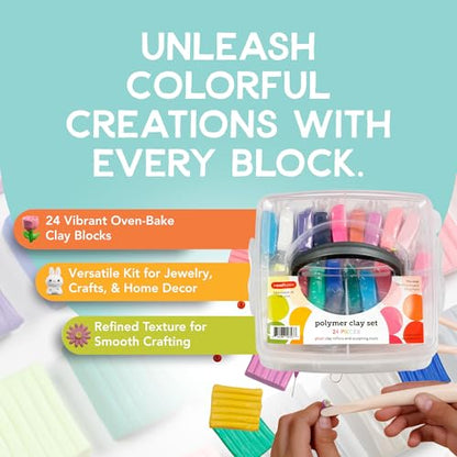 Incraftables Polymer Clay Kit – 24-Color Non-Toxic Oven-Bake Clay Set with Tools, Cutters, Molds, Jump Rings & Keychain Rings for Jewelry, Miniatures & Sculpting (Pack of 2) - size: Small (Pack of 2)