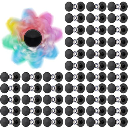 NiArt Fidget Spinner Bearings with Caps 48 Pack, Chrome Steel DIY Set - size: ONLY 48 BLACK Cap Bearings
