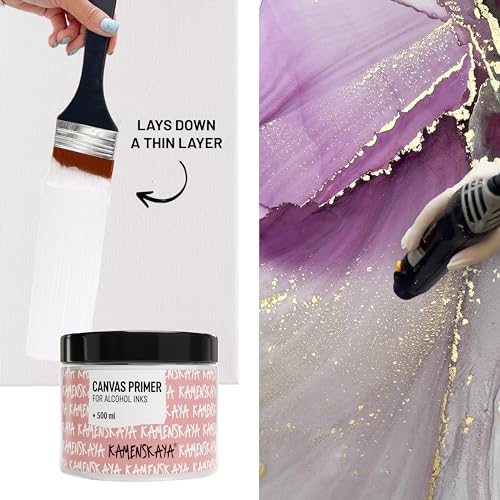 KAMENSKAYA White Acrylic Gesso Primer for Alcohol Ink Painting on Canvases,16.9 fl oz (500 ml) - color: White, size: 16.9 Fl Oz (Pack of 1)
