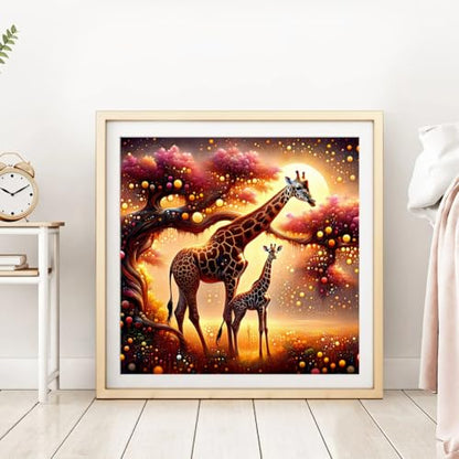 DPDAKIT Giraffe Diamond Painting Kit for Adults, Animal Diamond Art 12x12In | Round Full Drill, 5D Dot Painting for Beginner, DIY Crystal Gem Art Kit, Relaxing Craft, Home Wall Decor Gift, Diamond Dots