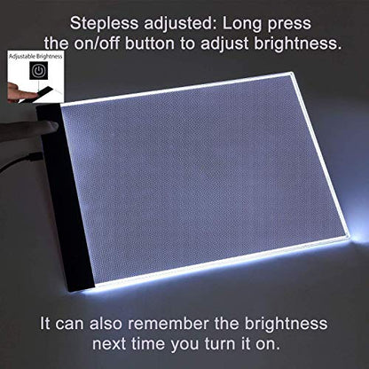 Ultra-Thin Portable A4 LED Light Box Tracer w/USB Cable Dimmable Brightness LED Artcraft Tracing Light Box Light Pad for Artists Drawing Sketching Animation Stencilling X-ray Viewing - style: A4 (13*8.5 inch) light pad + 100pcs Tracing Paper