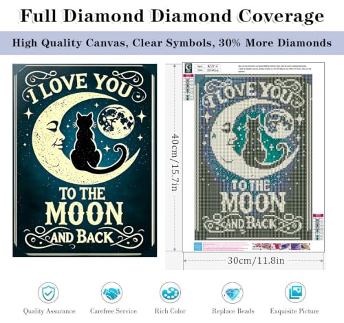 HHMATITS Cat Diamond Art Kits for Adults 12x16In - color: Cat-2