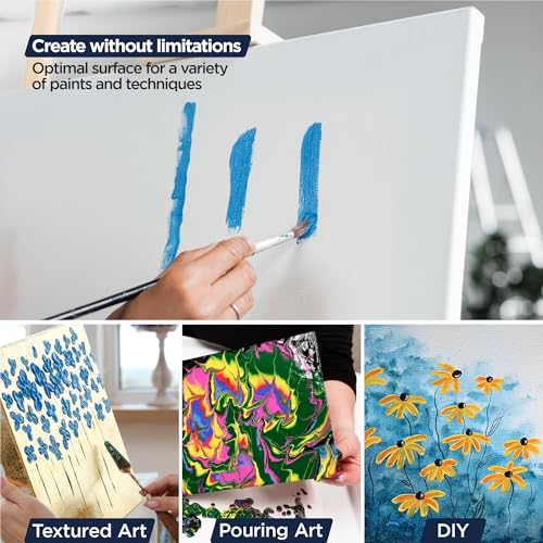 Bluebird Canvas Board - 2 Each of 4x4, 5x7, 8x10, 9x12, 11x14 Set of 10 Gesso-Primed White Blank Canvases for Painting - 100% Cotton Art Supplies, Canvas Board for Acrylic, Poster, Oil Paint