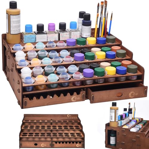 OPHIR 50 Holes Wooden Paint Holder Rack for Model Paints, Painting Brushes - size: 1.42"-50 Holes