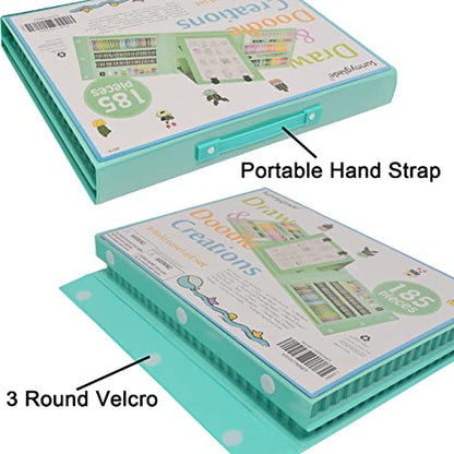 Sunnyglade 185 Pieces Double Sided Trifold Easel Art Set Art Supplies Green - color: Green