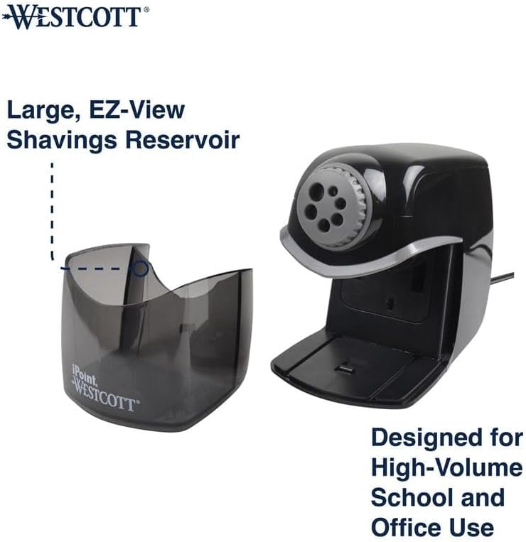 Westcott iPoint Heavy Duty Electric Pencil Sharpener for Home, School, and Office - size: Pack of 1, style: iPoint
