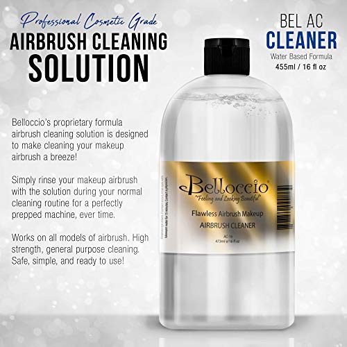Belloccio 16 Ounce Bottle of Makeup Airbrush Cleaner | Cleaning Solution, Cleans Airbrush Makeup Foundation, Blush, Highlighter - Clean Cosmetic Makeup Brushes, Paint - size: 16 Fl Oz (Pack of 1)