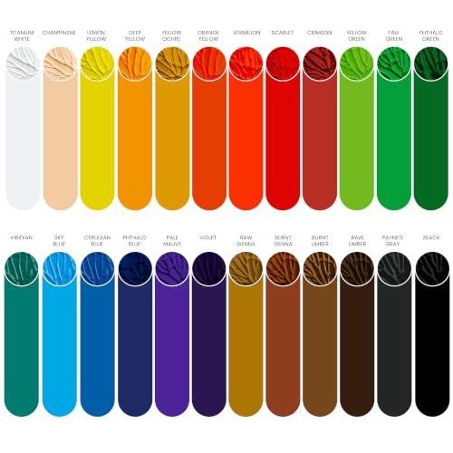 MyArtscape Heavy Body Acrylic Paint Set - 24 x 21ml Acrylic Paint | Rich pigment heavy body acrylic paint with 75 percent more paint for canvas wood fabric and multi surface projects
