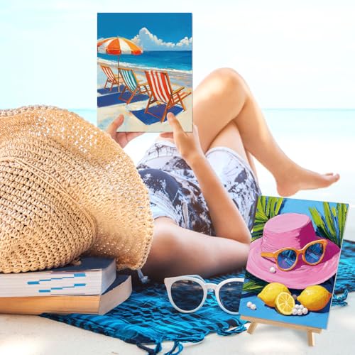Sherr 12 Pcs Pre Drawn Canvas for Adults,Hawaiian Holiday,8 x 10 Inch | Pre Printed Canvas, Sip and Paint Party Canvas Painting Kit, for Holiday Painting Crafts Favor - size: 8 x 10 Inch, style: Hawaiian Holiday
