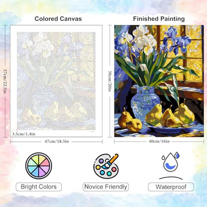 Stained Glass Flower Paint by Numbers Kit for Adults Without Frame 16x20 IN - color: YOPNF10