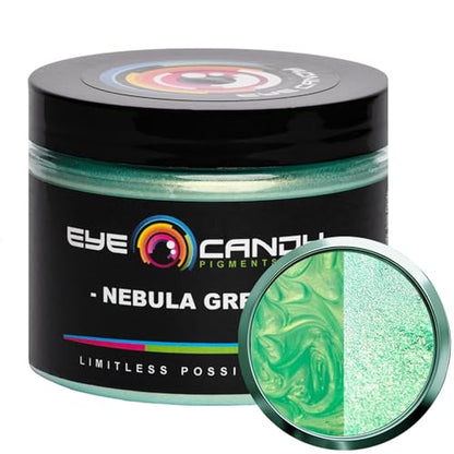 Eye Candy Premium Green Mica Powder Pigments | Multipurpose DIY Arts and Crafts Additive | Acrylic, Woodworking, Bath Bombs, Resin, Epoxy, Soap, Fishing Lures (Nebula Green) - color: Nebula Green