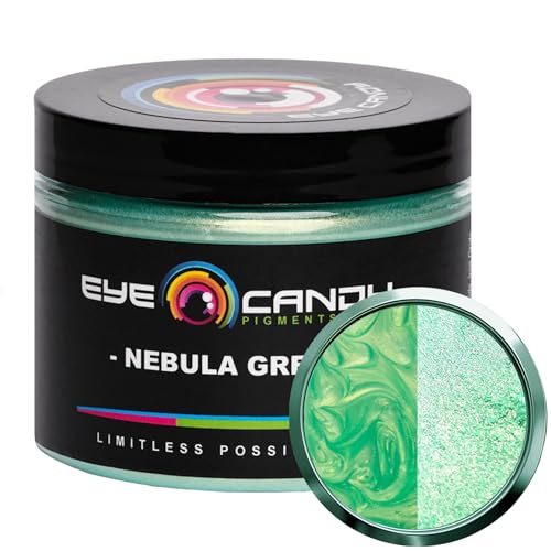 Eye Candy Premium Green Mica Powder Pigments | Multipurpose DIY Arts and Crafts Additive | Acrylic, Woodworking, Bath Bombs, Resin, Epoxy, Soap, Fishing Lures (Nebula Green) - color: Nebula Green