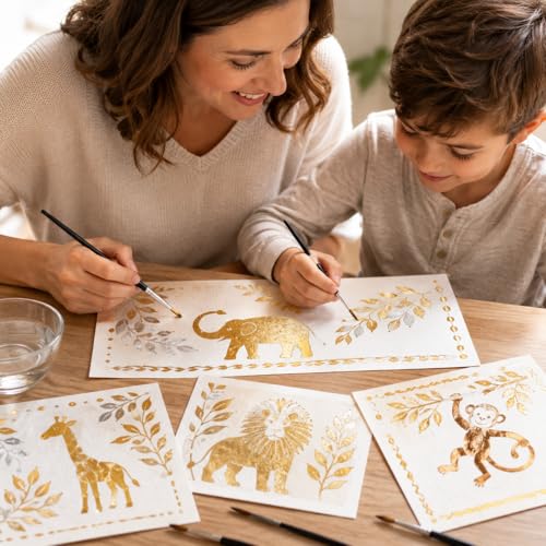 Japan keystone Gold Artistry Metallic Watercolor Paint Set, 6 Colors | Rich metallic pigments shine on white or black paper for cards and lettering. Water-activated; no reusable case or brush. - color: Gold