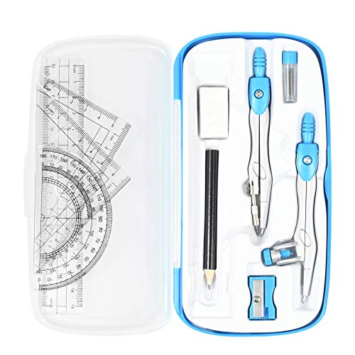 Vobou Math Geometry Sets 10 Pcs, Student Supplies Kit, for School (Blue - color: Blue