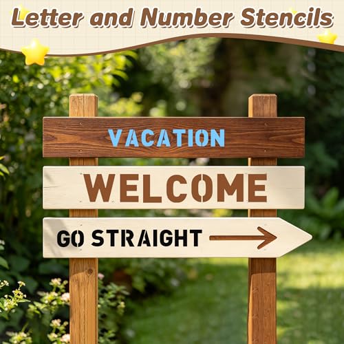 80Pcs Letter Stencils Reusable Letter Number Stencils for Painting,2,3Inch | Reusable Small Plastic Alphabet Number,Drawing Stencil,on Wood,Fabric,Wall, Rock,Art Project Chalkboard - size: 2,3Inch