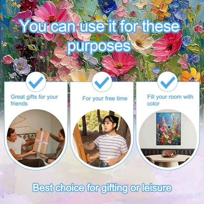 Ausanrl Wild Flowers Framed Paint by Numbers Wooden Easel 12x16inch - color: Wild Flowers