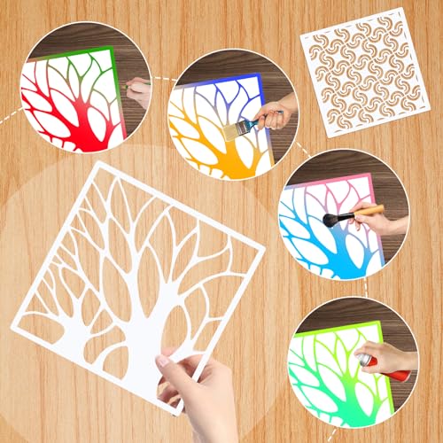 24Pcs Geometric Stencils for Painting, Reusable Abstract Layering Templates - style: Contemporary