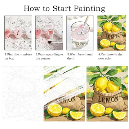 ZRIZQ Landscape Paint by Numbers Kit for Adults Beginner,Lemon,16x20 | Full set with wooden brushes,rolled canvas,rich paints.Calming activity.Beginner friendly.Just open and paint. - color: 16"X20"Rolled Canvas(Frameless)-Landscape 16